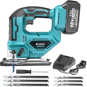 Cordless Jig Saw For Makita 18V Battery:Brushless Motor jigsaw tool with Variable Speed - LED Light, 0°-45° Bevel Cuts 3-Position Orbital Action for Straight Curve Circle Cutting
