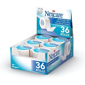 Nexcare Micropore Gentle Paper First Aid Tape, 1 in x 10 yds, Ideal For Securing Gauze And Dressings, Wrapped, 36 Count