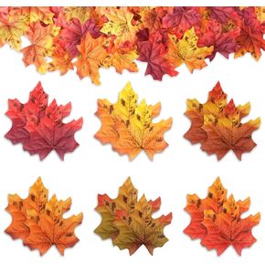 1200 Pcs Fall Leaves, Crafts Fake Autumn Leaves, Artificial Maple Leaves for Wedding Party Thanksgiving Halloween Table Scatter Indoor Outdoors Decor, Multicolored