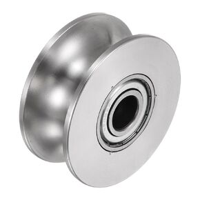 uxcell 1pcs U Groove Track Wheel, 2.68" 201 Stainless Steel Sliding Gate Double Bearing Rollers for Inverted Track, Industrial Machines, Sliding Gate