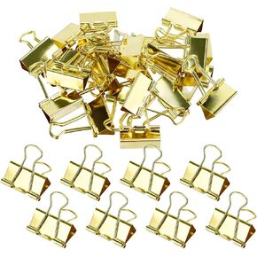 Gold Paper Clips Binder Clips, 154 PCS Luxury Gold Office Supplies Set with Jumbo Paper Clips, Large Small Paper Clamps Binder Clips Clear Push Pins Office School Desk Organizer (Gold)