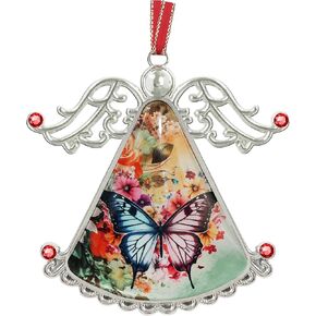 Angel Ornament Cardinals and Birds House Glass Christmas Ornament for Christmas Tree Handmade Ornament Holidays Decoration