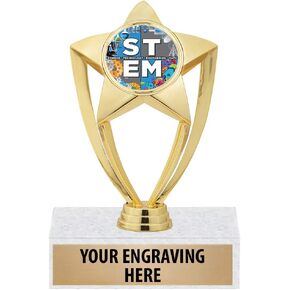 Crown Awards STEM Trophy - 6" Gold Star Academic STEM Trophies Prime