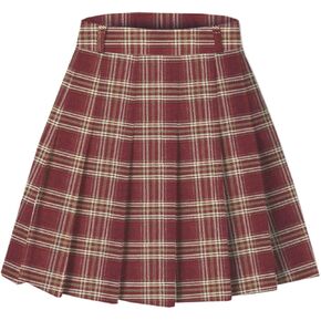 Girls Women's Pleated Skirt, High Waist School Uniform A-Line Short Skirt