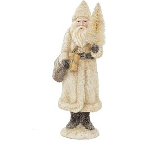 RAZ Imports Glittered Resin Santa Figure (White)