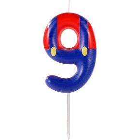 Suspender Trousers Birthday Number Candles, Red Blue Cake Candles Cartoon Cake Topper Candles Cake Decorations for Boys Kids Birthday Party Baby Shower Supplies (Number 5)