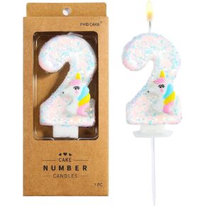 PHD CAKE 2.76 Inch Number 1 Unicorn Birthday Candles, Unicorn Themed Number Candles, Party Celebration