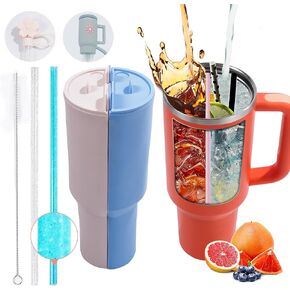 Stanley Cup 2-in-1 Drink Separator Silicone Liner for Stanley Cup 40 oz, Stanley Accessories, Classy Reusable Liner, Glitter Straw, Straw Cover Topper