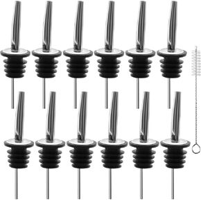 12/24/48 Pack Pour Spouts for Liquor Bottles, Liquor Pour Stainless Steel Classic Bottle Speed Pourers with Tapered Spout，Free Flow Pourers，Most Fit Classic Bottle's Lip 3/4" (12PC)
