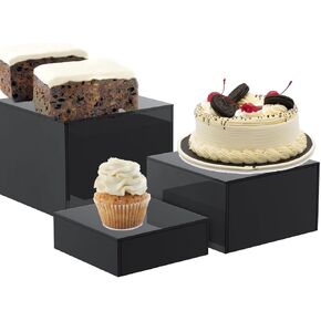homingyo 3 Pcs Acrylic Cake Stand Acrylic Risers Display for Cake Stands Candy Dessert (WHITE, 4 inch,5 inch,6 inch)
