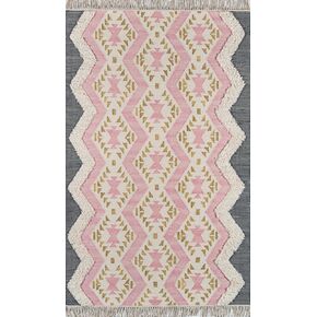 Novogratz by Momeni Indio 100% Wool Hand Made Contemporary Area Rug, 2'3" X 7'10" Runner, Pink (INDIOIND-1PNK237A)