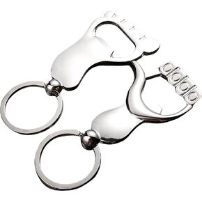 Keychain Beer Bottle Opener, 2Pcs Handy Funny Foot and Hand Shape Beer Opener Keychain for Men Opening Beer Soda