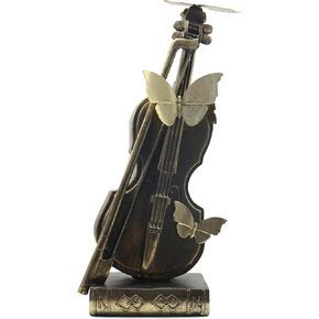 Lukitas Violin Statue and Sculpture, Music Decor, Creative Modern Desktop Ornament for Office Living Room, Vintage Golden, Resin 15''