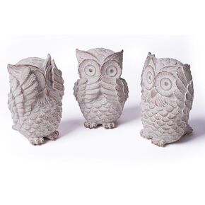 HAUCOZE 3pcs Owl Statue Sculpture Modern Decor Home Gifts Animal Figurine Table Centerpiece Crafts Polyresin Arts 5.1inch