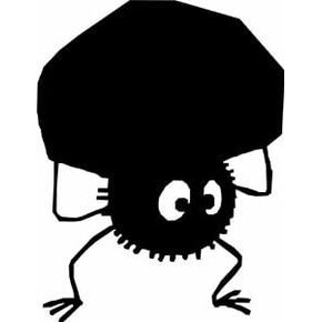 My Neighbor Totoro Dustmite Carrying a Rock 4" Tall Decal Sticker for Cars Laptops Tablets Skateboard - Black