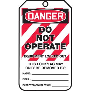 Accuform Lockout Tags, Pack of 25, Danger Do Not Energize Equipment Locked Out, US Made OSHA Compliant Tags, Tear & Water Resistant PF-Cardstock, 5.75"x 3.25", MLT405CTP