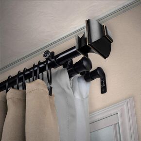 Rod Desyne Moyat 13/16" Triple Curtain Rod, 66-120 inch, Black