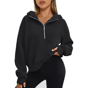 Half Zip Sweatshirts Cropped Hoodies Fleece Womens Quarter Zip Up Pullover Sweaters Fall Outfits