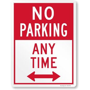 SmartSign 24 x 18 inch “No Parking Any Time" Sign with Bidirectional Arrow, 80 mil Aluminum, 3M Laminated Engineer Grade Reflective Material, Red and White