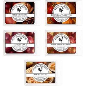 Farm Raised Candles Apple Wax Melts Variety 5 Pack 16 Ounces Fall Wax Warmer Melts - Candle Wax Melts - 100% Plant-Based Soy USA Made - Scented Wax Warmer Cubes Fall Apple Wax Melts