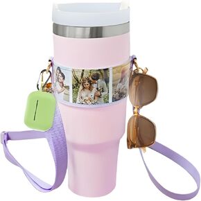 MOTEERLLU Water Bottle Carrier Holder with Adjustable Strap,DIY Water Bottle Sling for Stanley Cup Tumbler 40 oz Accessories