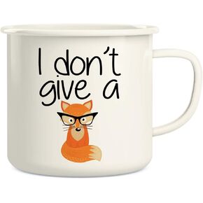 Retreez I Don't Give a Fox 16 Oz Enamel Stainless Steel Metal Camping Campfire Coffee Mug Cup - Funny Sarcasm Sarcastic Motivational Inspirational birthday gift for friend coworker sister brother dad