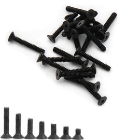 50pcs Flat Head Socket Cap Screws, (# 4-40 x 3/4") Head Hex Drive Machine Bolts, Coarse Thread UNC (Full Thread), 10.9 Grade Carbon Steel (Blackening)