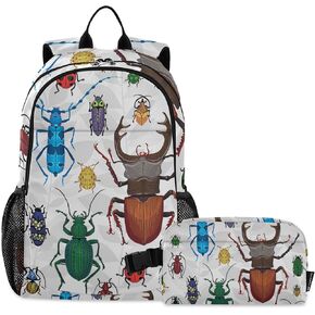 Bugs Small Beetles Insect Backpack with Lunch Bag, School Backpack for Teens Boys Girls Kids Backpacks Set