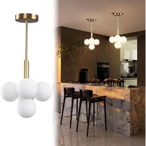 Modern Mid-Century Style Multi-Light Glass Globe Chandelier Collection: 11-Light Fixture Height Adjustable for Dining Room, Living Room, Kitchen and Bedroom