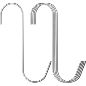 HARFINGTON 20pcs 6" Meat Hooks 304 Stainless Steel Butcher Hook S-Shaped Meat Processing Hooks for Hanging Smoking Grilling Beef Rib BBQ (MAX Load 11 Pound)