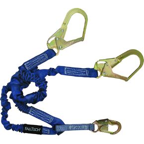 FallTech 8240Y3 ElasTech, Internal Elastic SAL-Adjustable Y-Leg for 100% Tie-Off with 1 Snap Hook and 2 Rebar Hooks, 4 1/2' to 6', Blue