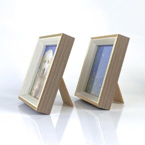 5x5 Picture Frame - 2 Pack Rustic Square Photo Frame - Small Picture Frame for Pet Dog or Cat, Tabletop or Wall Display - 5 x 5 Frame for Gallery Family Friends Gift (White oak, 5x5)