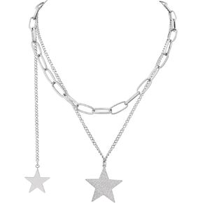 Alt Edgy Grunge Punk Star Chain Necklace Jewelry for Women