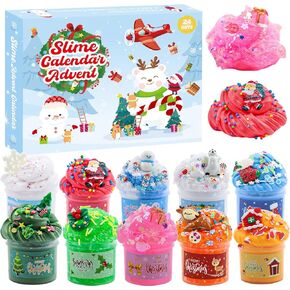 Slime Advent Calender 2024 for Kids-Christmas Countdown Calendars 24 Days of Surprises with Different Texture Slime Toy Kit Funny GIfts for Toddler Teens Girls 4 5 6 7 8 9 10 11 12 Year Old