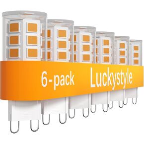 Luckystyle G9 LED Bulb,4W Led G9 Light Bulbs for Chandelier Lighting,Soft Warm White 2700k Bulb 120V 450LM,No-Flicker 360° Beam Angle,Ceramic Bi Pin Base,Led G9 Bulbs for Home Lighting Bathroom 6 Pack