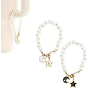 Letter Charm Accessories for Stanley Cup, 2Pcs Moon & Star Shaped Initial Name ID Cup Charms for Tumblers, Stanley Charms for Handle