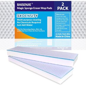 Magic Sponges Eraser Mop Pads,Melamine Sponge Cleaning Pad Mop Refill for Kitchen Bathroom Swimming Pool Boat (12.9x4.72x0.16in)