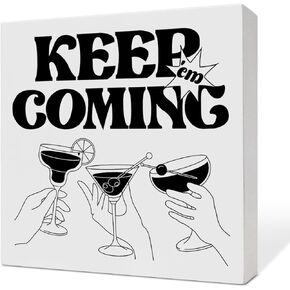 Bar Desk Decor, Drinking Bar Table Decor for Home Kitchen Dining Room, Bar Cart Cheers Decoration Wooden Box Sign, Bar Gifts for Bartender Women Men, Two Espresso Martinis