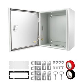 Outdoor Electrical Box, Steel Junction Box 20 x 16 x 8'', NEMA 4X Electrical Enclosure Box IP66 Waterproof & Dustproof, Universal Electrical Project Box with Lock & Mounting Plate