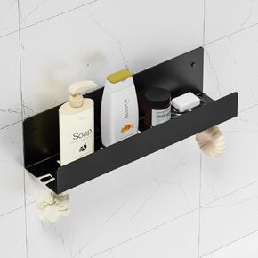 Shower Caddy, Shower Shelf, Heavy Duty 304 Stainless Steel Floating Shelf, Bathroom Caddy Organizer Storage Rack Waterproof Wall Mounted, Black, 16 Inch