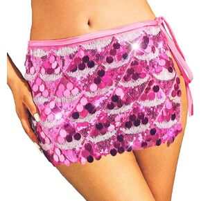 GRAEEN Hip Skirts Sequin Dance Skirt Party Rave Fringe Skirt Costume Performance Skirt for Women and Girls