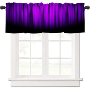 Purple Black Valance Curtain Funny Striped Ombre Elegant Design Bright Solid Dark Abstract Gradient Rod Pocket Valance 1 Panel Short Curtains for Kitchen Living Room Decor 54 x 18 in
