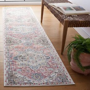 SAFAVIEH Phoenix Collection Runner Rug - 2'2" x 9', Red & Ivory, Boho Medallion Shabby Chic Distressed Design, Non-Shedding & Easy Care, Ideal for High Traffic Areas in Living Room, Bedroom (PHX521P)
