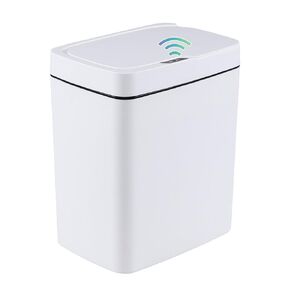 Yuright 1-Pack 15 Liter Plastic Trash Can with Automatic Lid, Motion Sensor Garbage Can, White