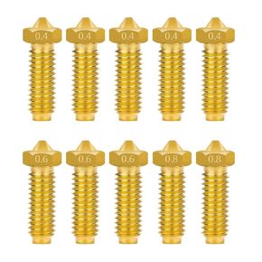 Ideaformer 10Pcs Brass Nozzles for Anycbic Kobra 2,Kobra 2 Plus,Kobra 2 Max,Kobra 2 Pro,Kobra 2 Neo,3D Printer Nozzle Kit 5pcs 0.4mm+3pcs 0.6mm+2pcs 0.8mm Hotend Extruder Nozzle for Kobra 2 Series