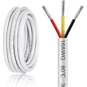 سلك 50FT 18 قياس 3 موصل، سلك كهربائي 18AWG، سلك نحاسي معلب خالي من الأكسجين 18/3، كابل معزول منخفض الجهد لمصابيح LED وأضواء السيارات in Kuwait