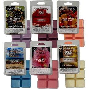 New! 6 Pack Assorted Variety Mix Pack of Soy Wickless Candle Scented Wax Melts - Our Best Sellers! 36 Cubes - 15 Ounces! Sweet and Earthy! Wax Cubes for Scented Wax bar melt Warmer - Made in The USA
