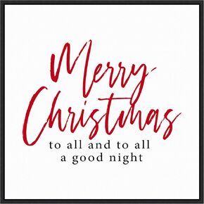 Amanti Art Framed Canvas Wall Art Print Merry Christmas to All Script Portfolio (22 in. W x 22 in. H), Sylvie Black Frame - Medium
