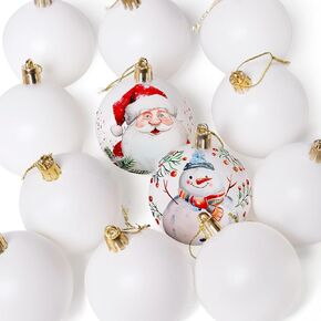 JOYIN 18 Pcs Christmas Ball Ornaments Blank White Ball Ornaments for DIY Art & Craft Christmas Tree Ornament Decoration Shatterproof for Holidays, Christmas Tree Decoration, Christmas Party