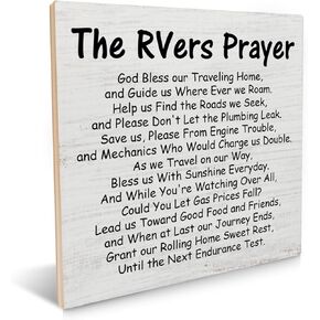 Funny Camping Sign The RVers Prayer Wood Plaque Desk Signs for Home RV Camper RV Motorhome Accessories Decorations Gifts for RV Owners Camping Lover
